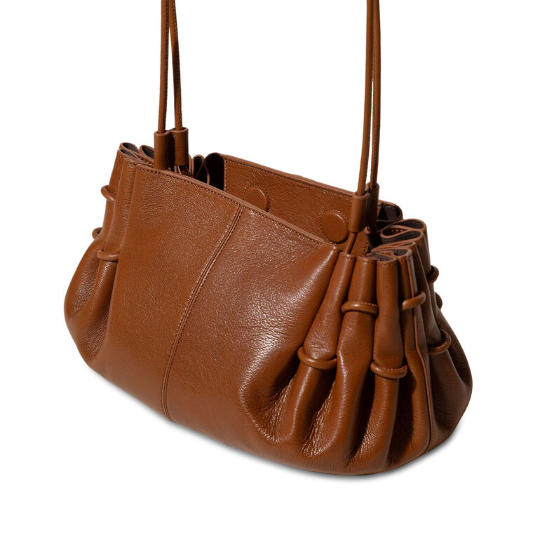 Arta Pleated Leather Shoulder Bag image number null