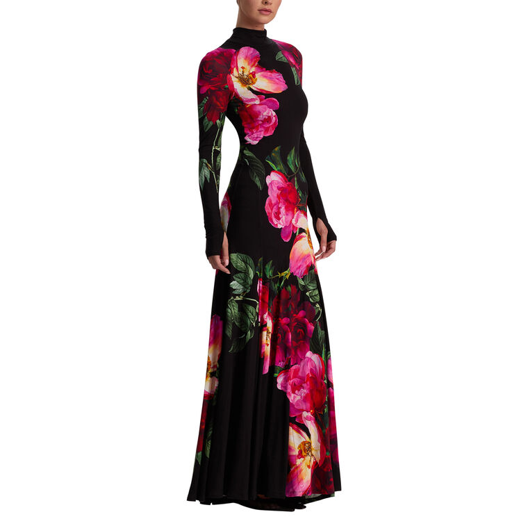 Augusta Long Sleeve Open Back Turtleneck Maxi Dress image number null