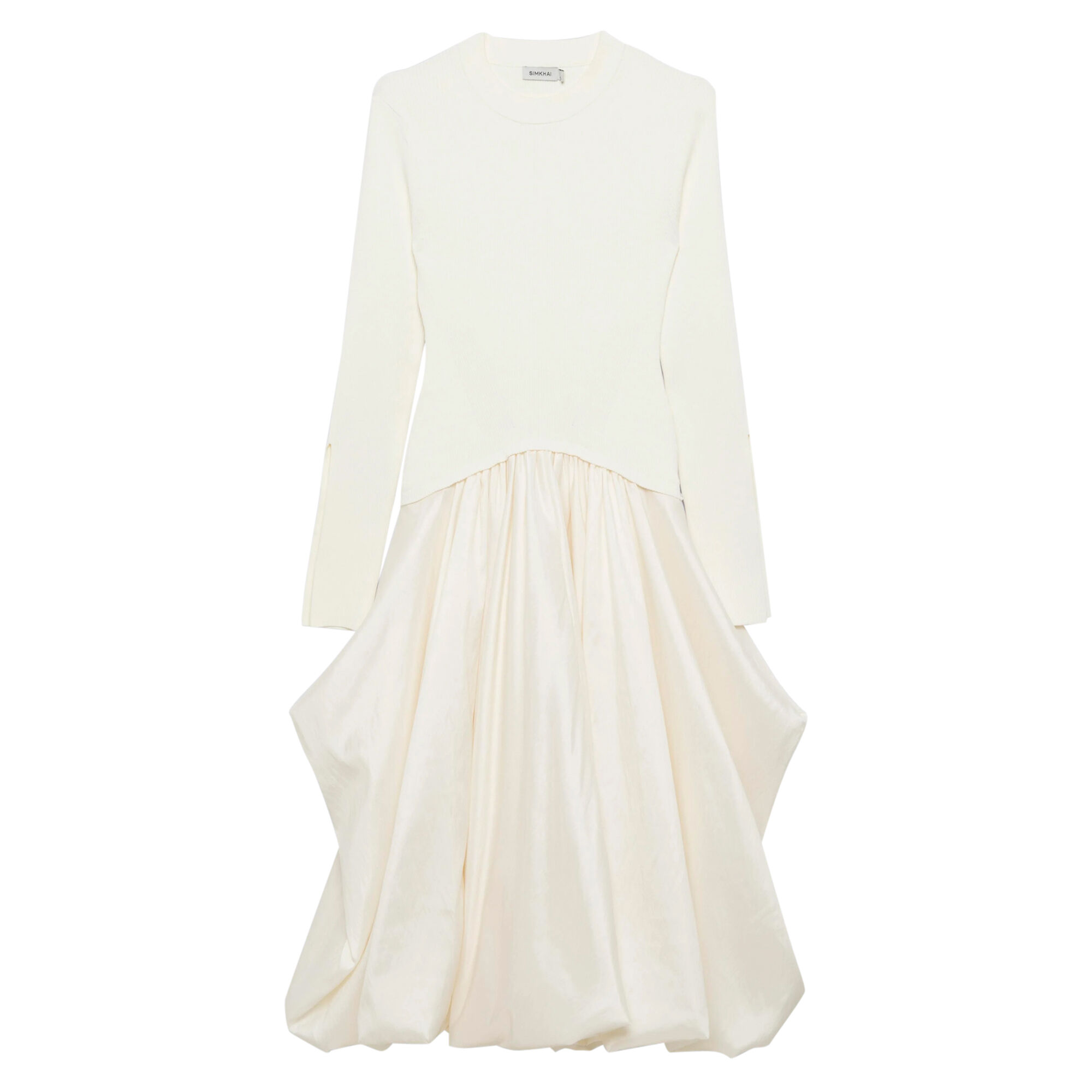 HYKE 25SS COTTON BALLOON SLEEVE DRESS　白2 HYKE / COTTON BALLOON SLEEVE DRESS ( BLACK , WHITE ) | JUQUI