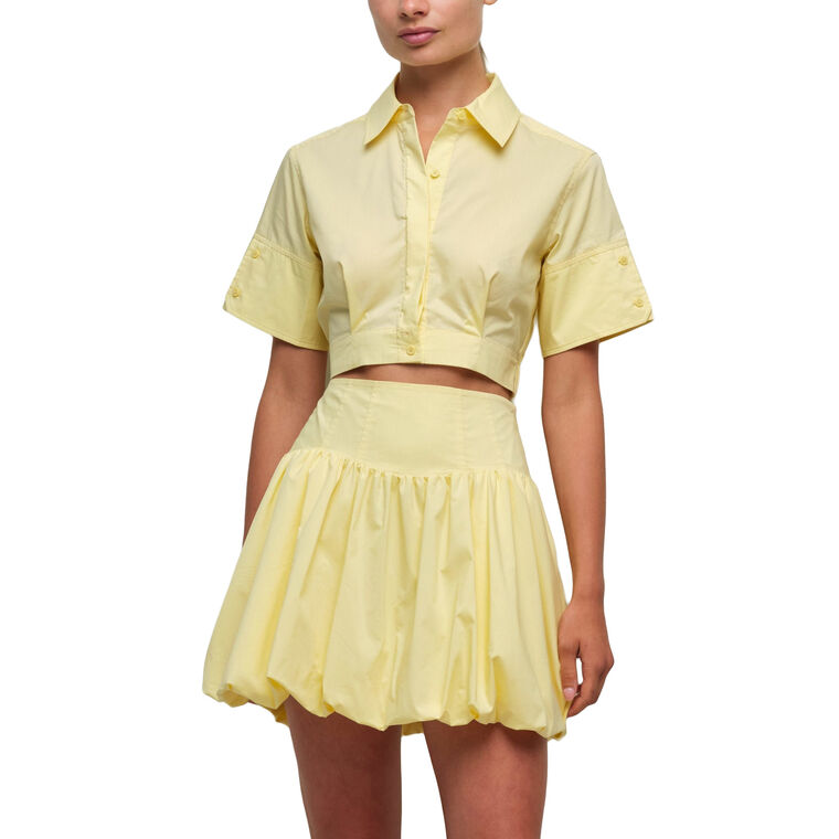 Sabrina Short Sleeve Button-Down Crop Top image number null