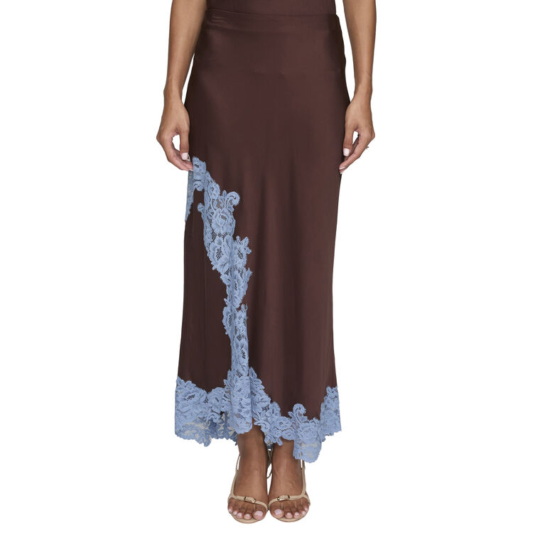 Olivia Satin And Lace Midi Skirt image number null