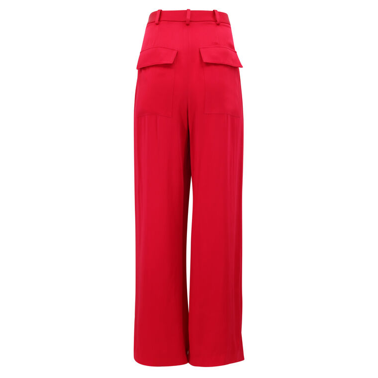 Pleated Doubleface Satin Relaxed Pant image number null