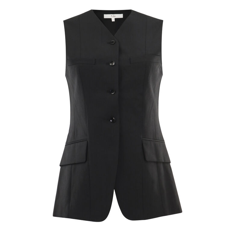 Recycled Tropical Wool Vest With Blousant Back image number null