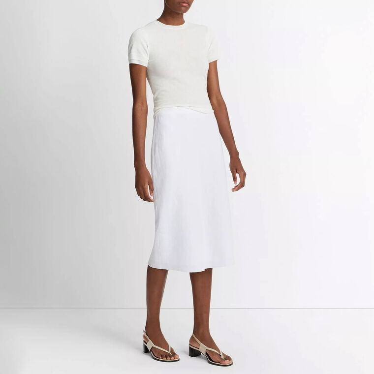 Easy Linen-Blend Slip Skirt image number null