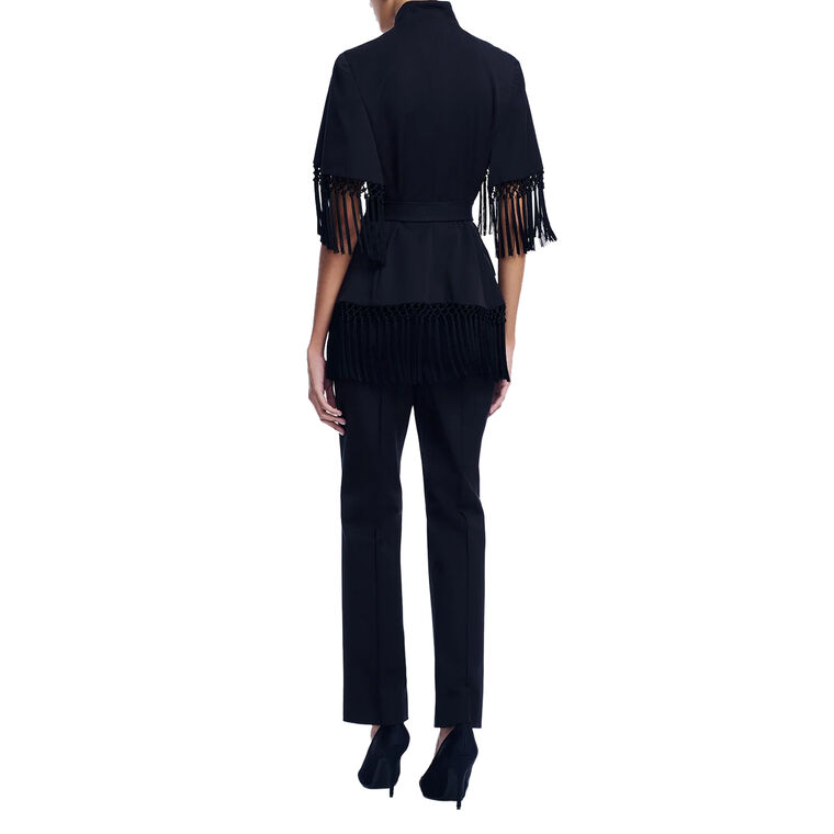 Stretch Cotton Fringed Cape image number null