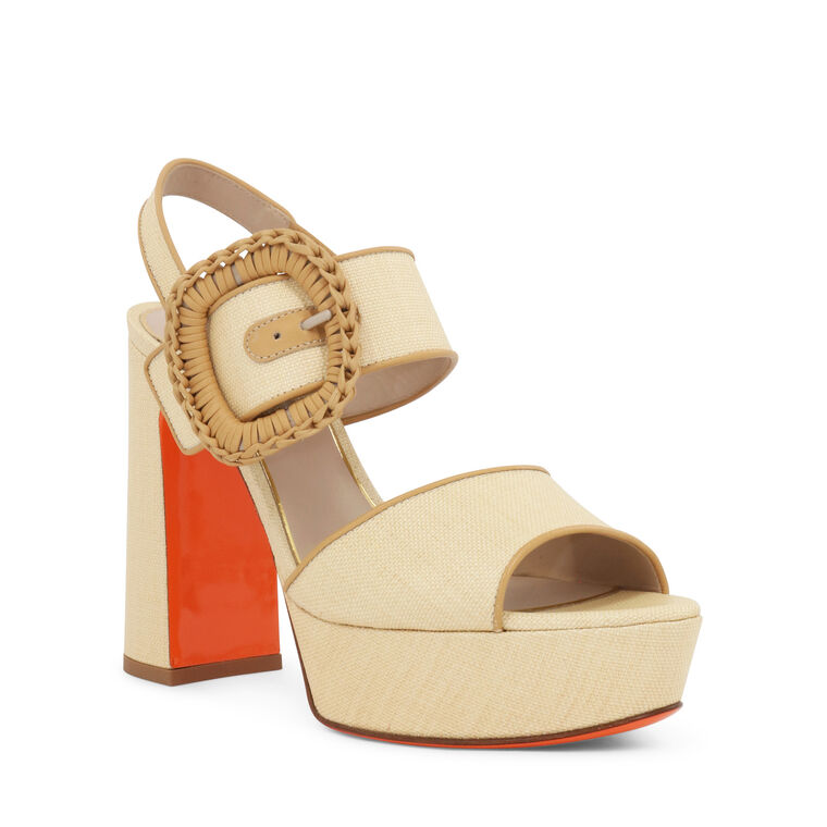 Sole Raffia Platform Sandals image number null