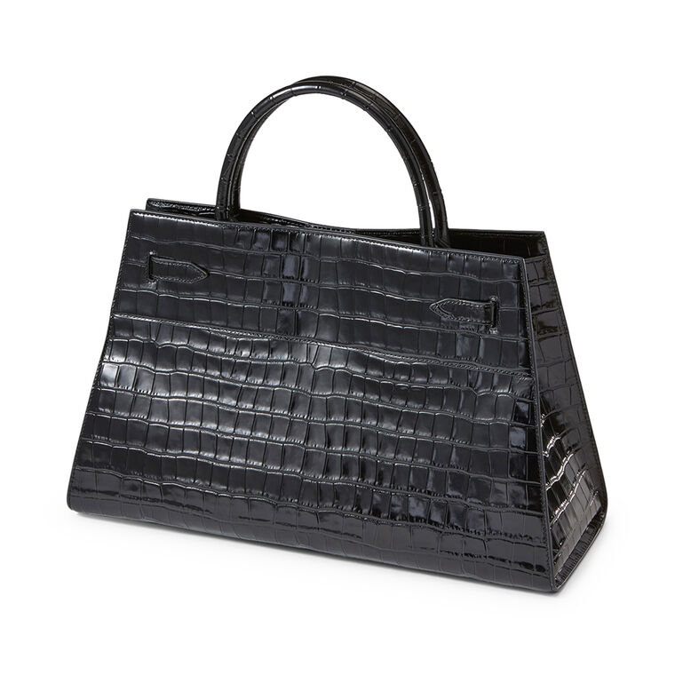 Large Croc-Embossed Top Handle Dash Bag image number null