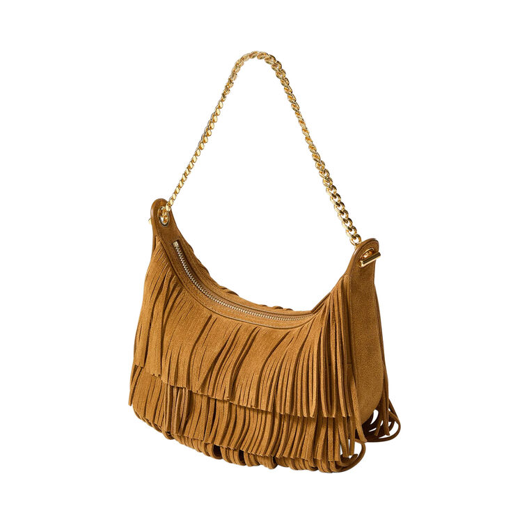 Small Suede Fringe Fortune Shoulder Bag image number null