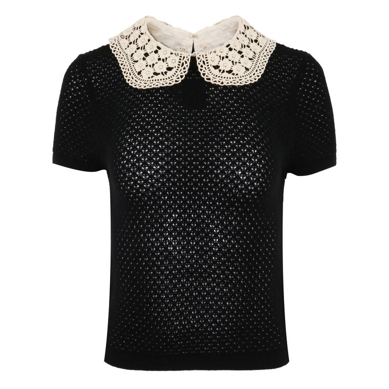 Ciara Short Sleeve Pullover Wool Blend Sweater image number null