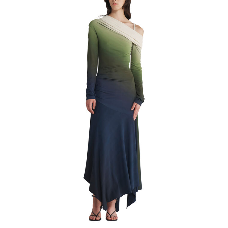 Ombre Off Shoulder Jersey Midi Dress image number null