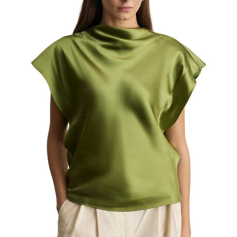 Adrien Short Sleeve Satin Top image number null