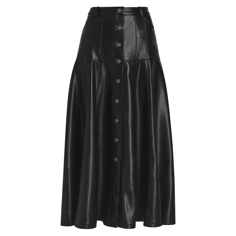 Veena Vegan Leather Midi Skirt image number null