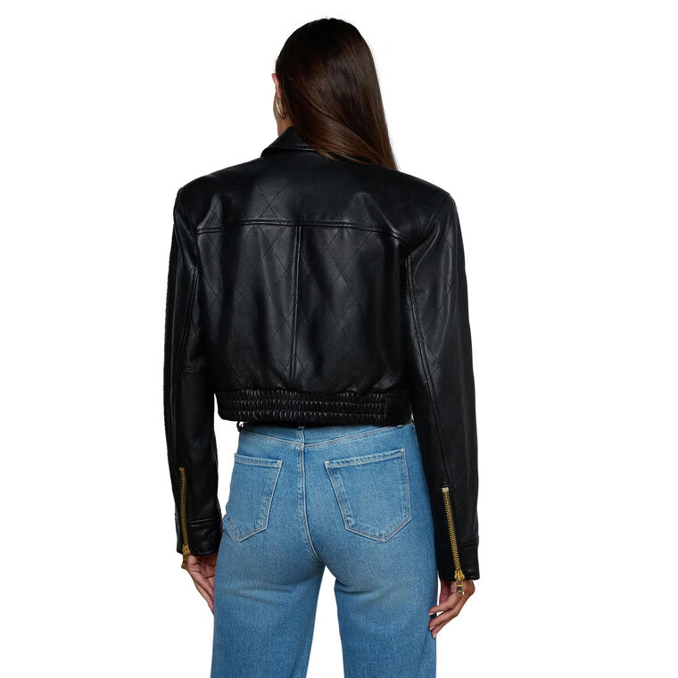 Micah Oversized Collar Cropped Leather Jacket image number null