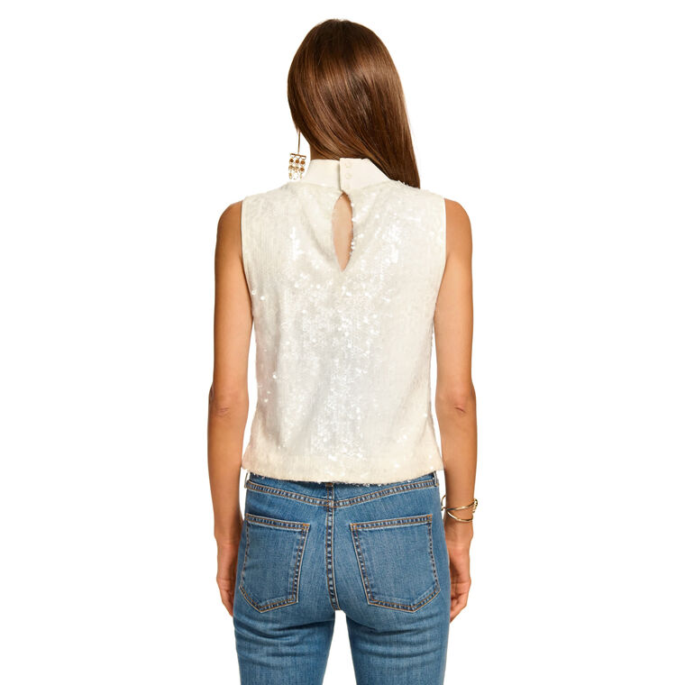 Cellina Sequin Mock Neck Tank Top image number null