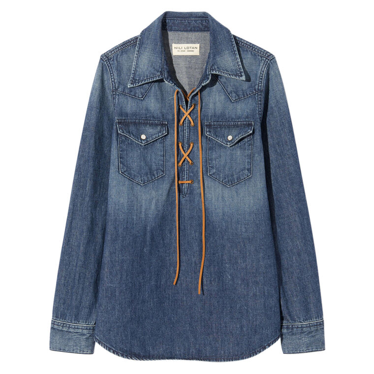 Collins Collared Long Sleeve Denim Shirt image number null