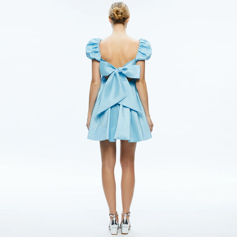 Sharilyn Bubble Sleeve Tie Back Mini Dress image number null