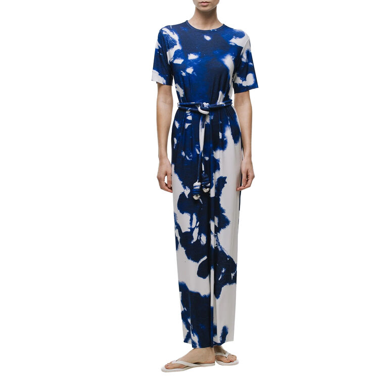 Aliki Short Sleeve Jersey Midi Dress With Belt image number null