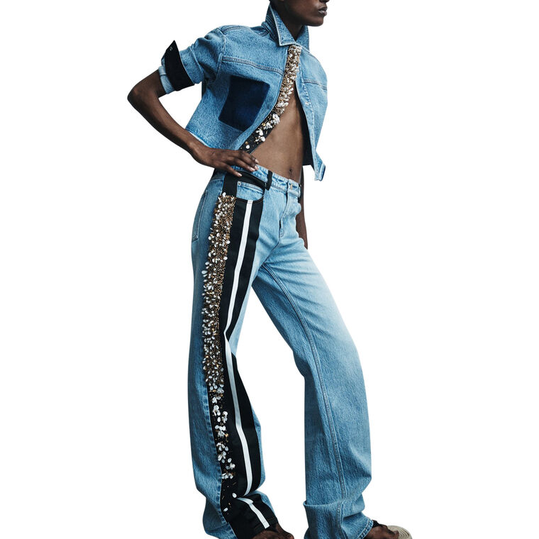 Saito Embellished Panel Wide-Leg Jean image number null