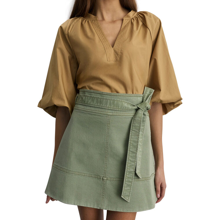 Courtney Belted A-Line Denim Mini Skirt image number null