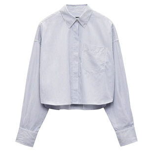 Marin Long Sleeve Cropped Striped Button-Up Shirt