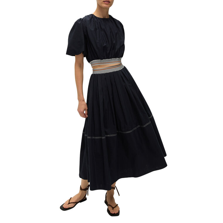 Evelina Cotton-Silk Midi Skirt image number null