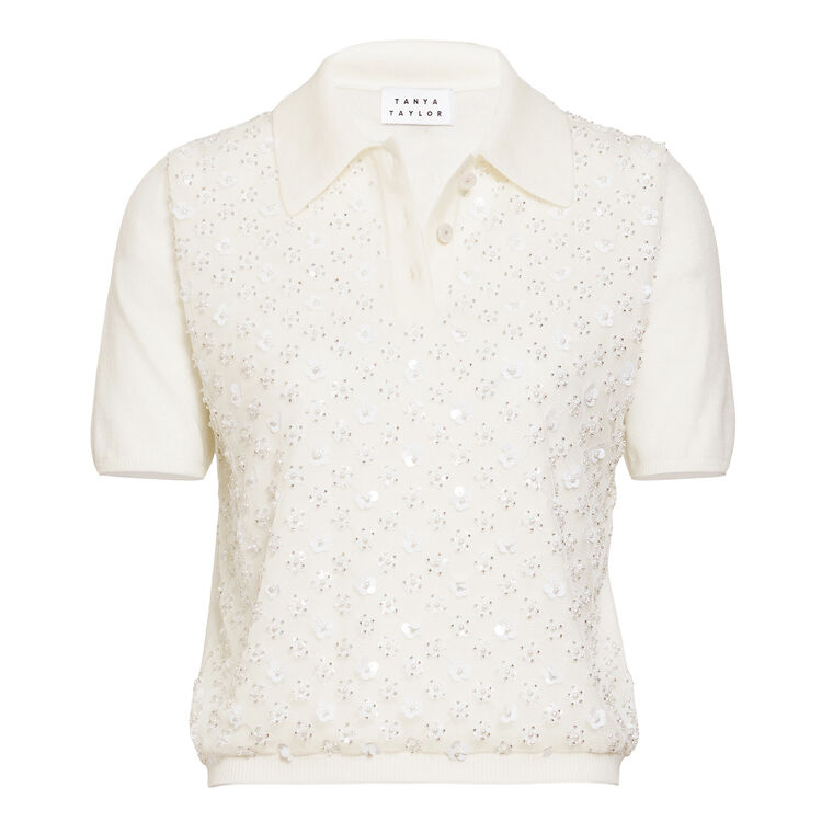 Camilla Short Sleeve Collared Knit Top image number null