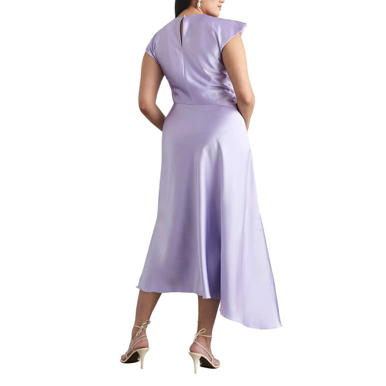 Violeta Flutter Sleeve Satin Midi Dress image number null