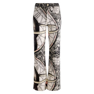 Chic High Rise Printed Wide-Leg Full Length Jean