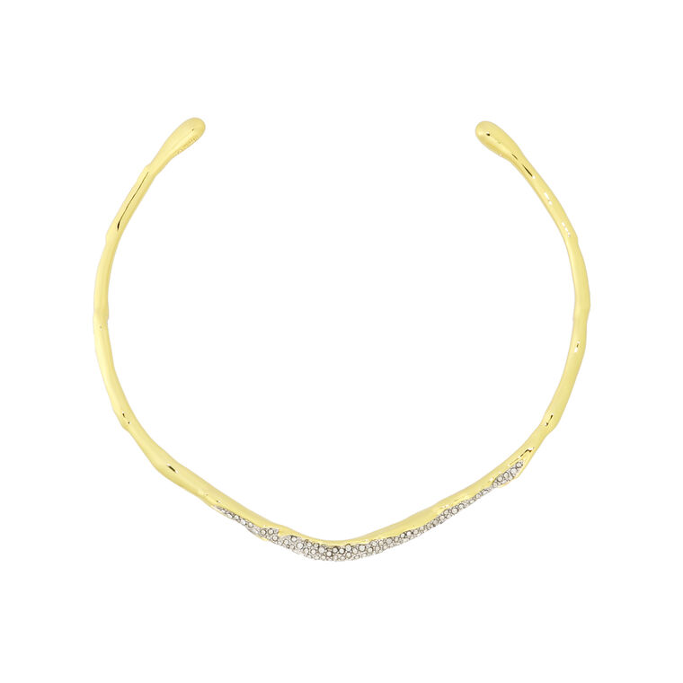 Solanales Gold Crystal Skinny Collar Necklace image number null