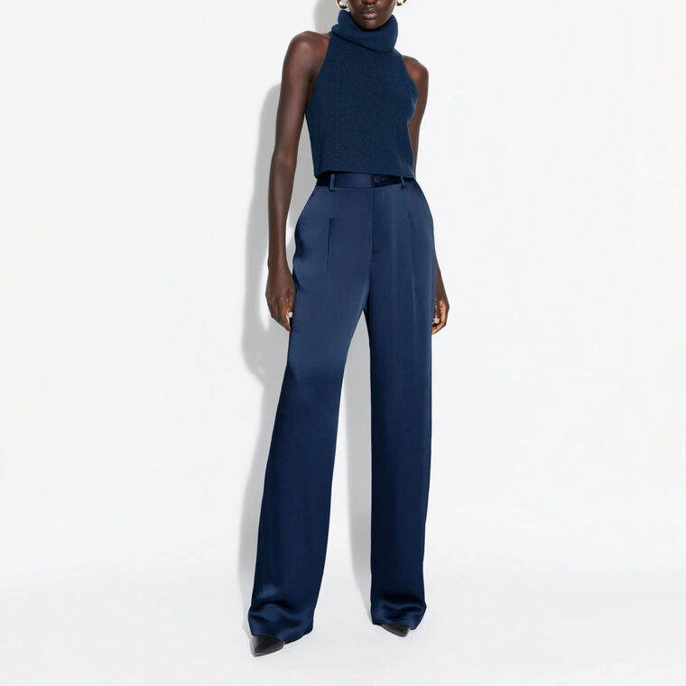 Satin Relaxed Pleated Pant image number null