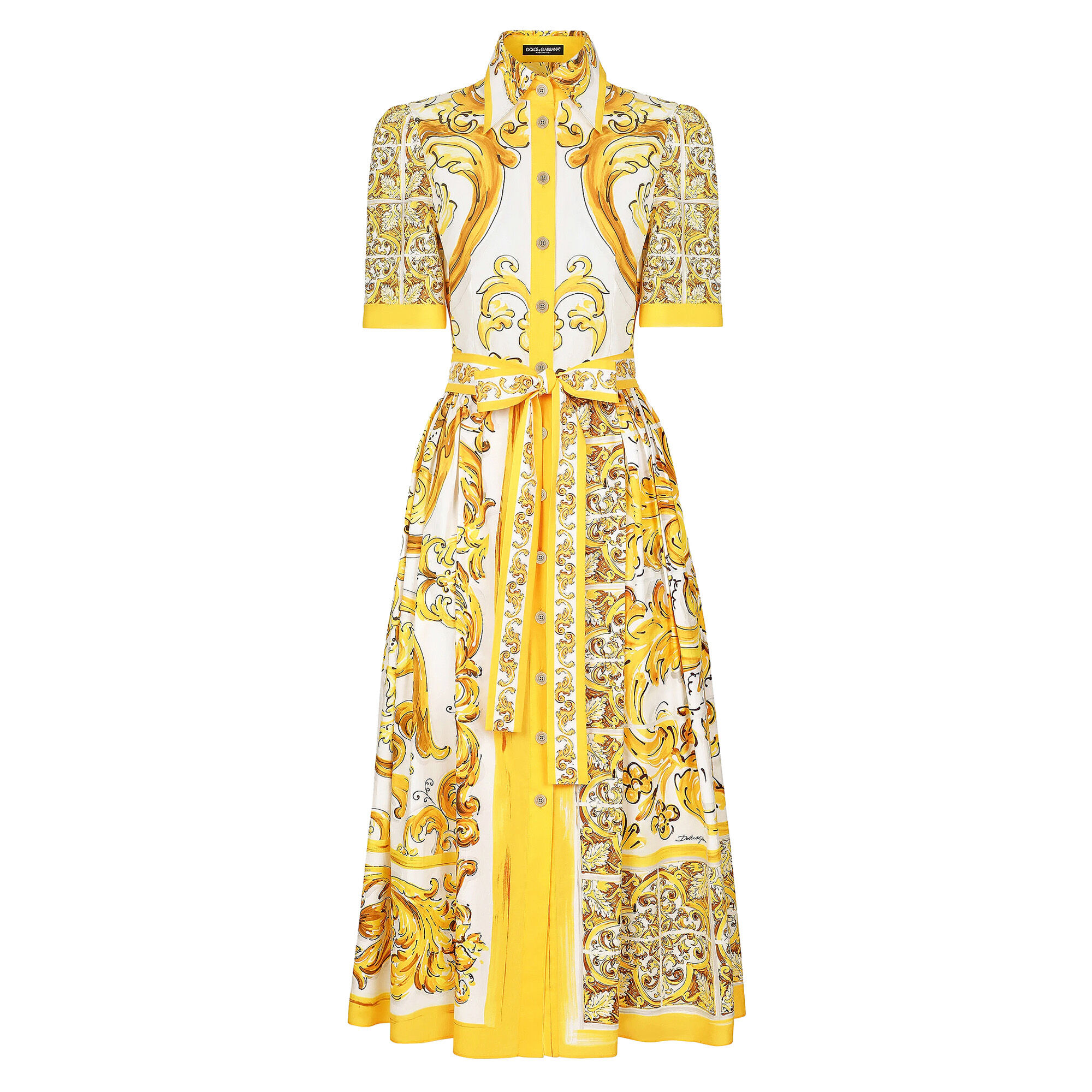 ワンピース DOLCE  GABBANA Women Mid Skirts 92343 F6JSVTFUIAU 90873 Bla Long majolica-print chiffon dress in Multicolor for Women