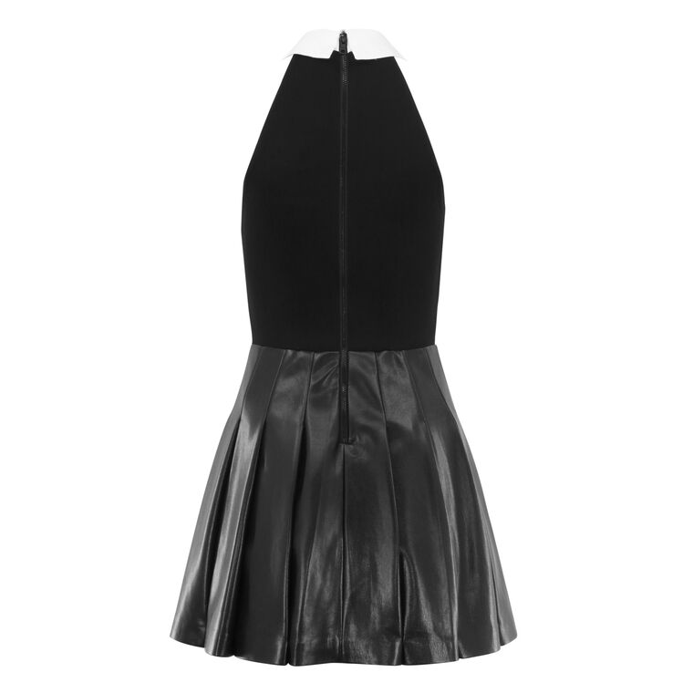 Tate Vegan Leather Sleeveless Polo Mini Shirtdress image number null