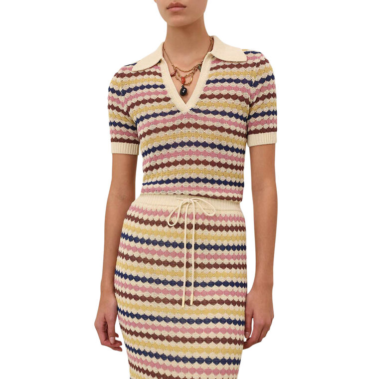 Awaken Scallop Short Sleeve Knit Polo image number null