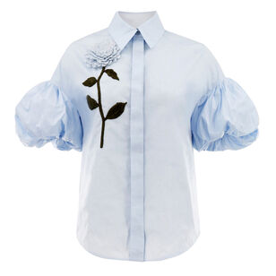 Floral Embroidered Cotton Poplin Shirt