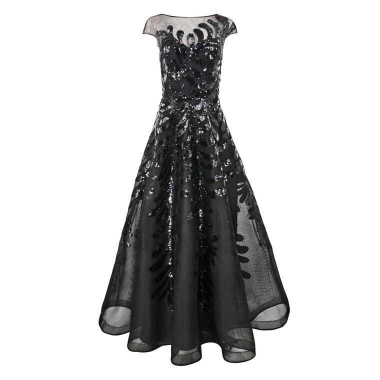 Short Sleeve Sequin Embroidered Ball Gown image number null