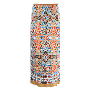 Go Long For It Silk Midi Skirt With Placed Print