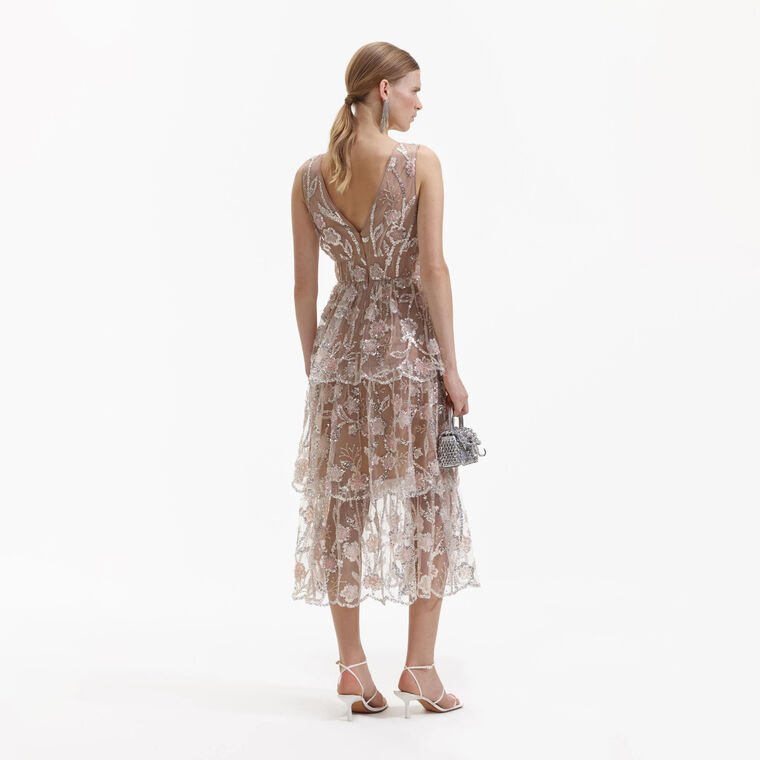 Sequin Flower Midi Dress image number null