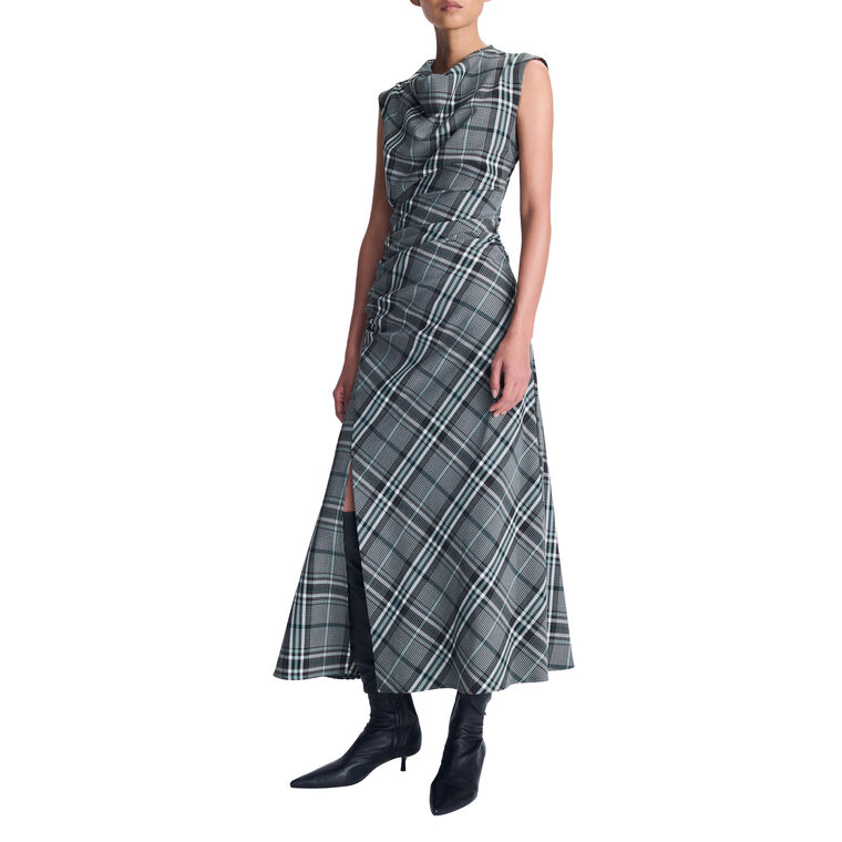 Burke Sleeveless Draped Plaid image number null