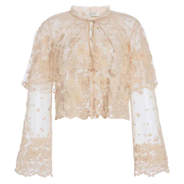 Bronte Embellished Mesh Long Sleeve Top image number null