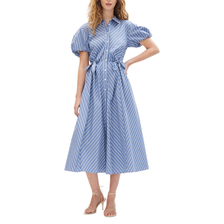 Elza Puff Sleeve Midi Shirt Dress image number null