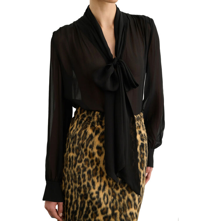 Kaila Tie Neck Button-Front Blouse image number null