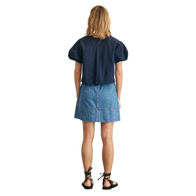Elza Puff Sleeve Cotton Poplin Top image number null