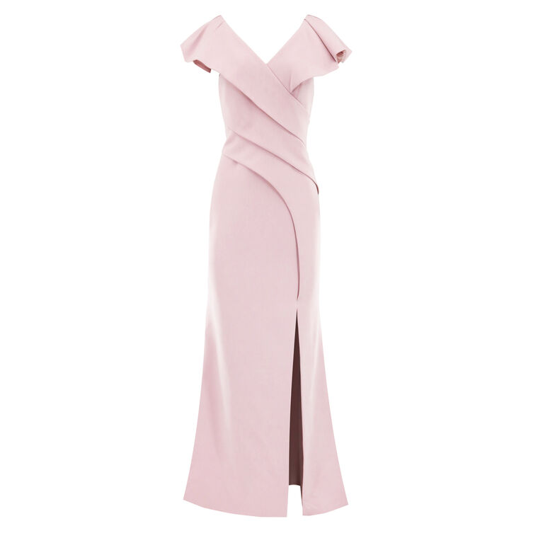 Crepe Flutter Sleeve Gown image number null