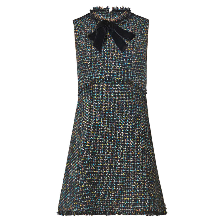Alicia Sleeveless Metallic Tweed Mini Dress image number null