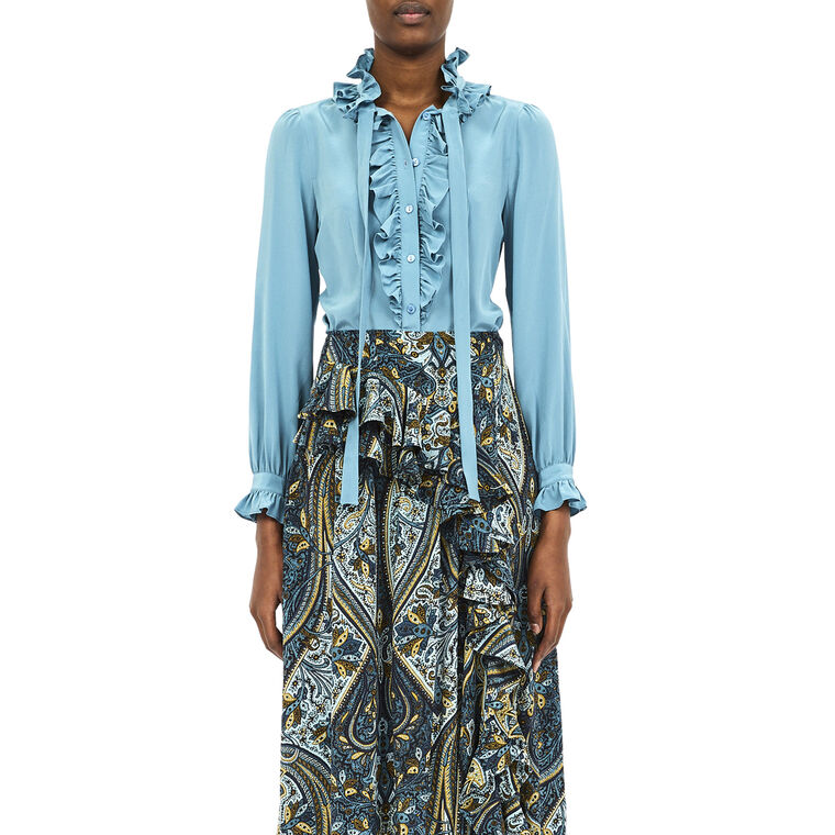 Catroux Long Sleeve Silk Blouse image number null