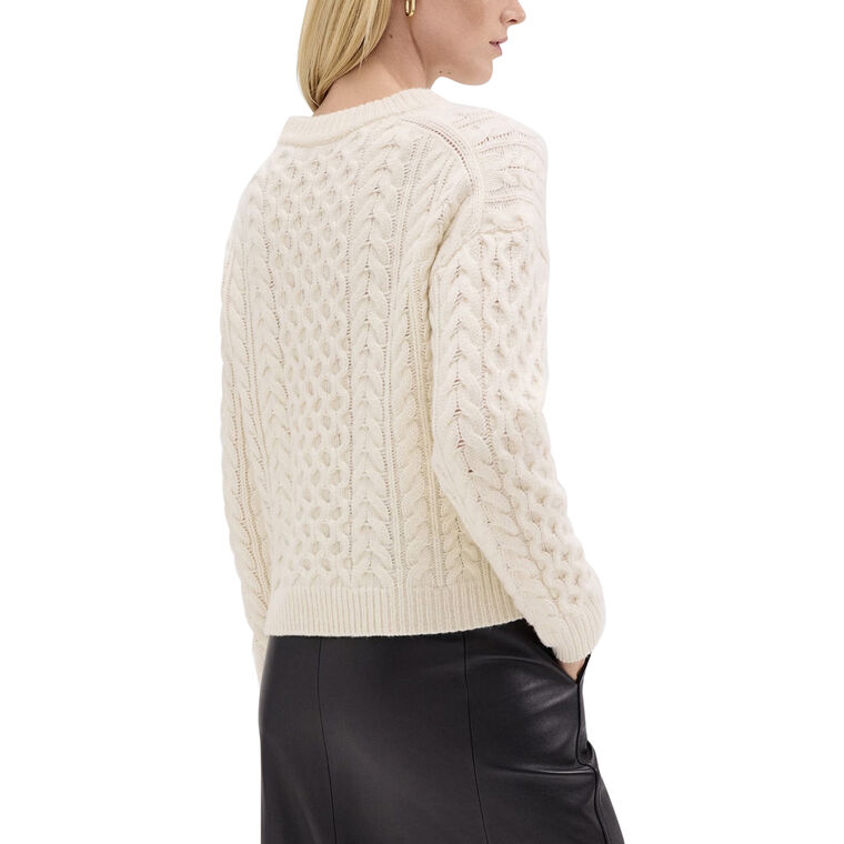 Wool-Cashmere Cable Knit Aran Sweater image number null