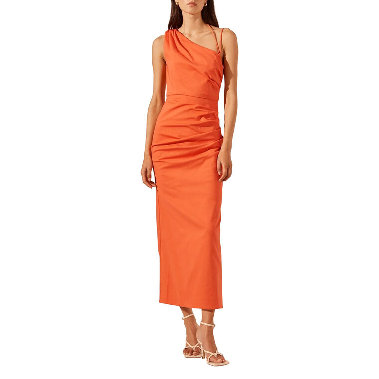 Lani Asymmetrical Gathered Midi Dress image number null