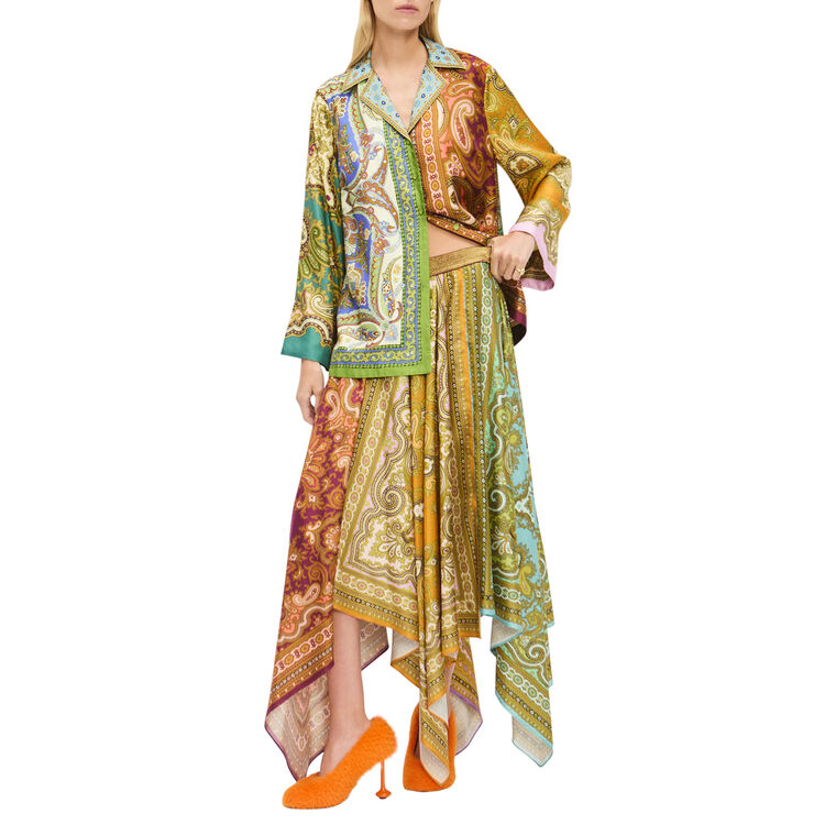 Clemenza Spliced Silk Shirt image number null