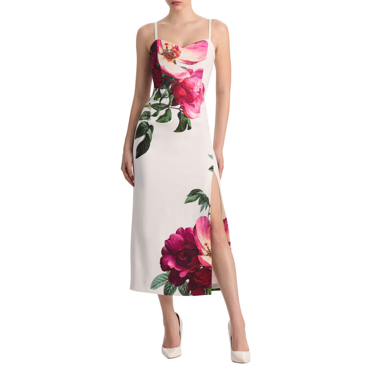 Nina Sweetheart Neckline Spaghetti Strap Midi Dress With Side Slit image number null