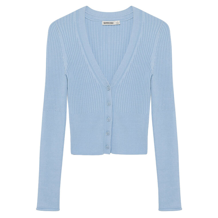 Ailany Long Sleeve Shrunken Rib Knit Cardigan image number null